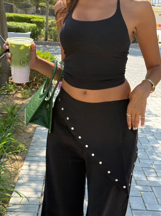 Asymmetric Black Trousers