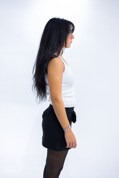 Suede Skirt with Wide Belt