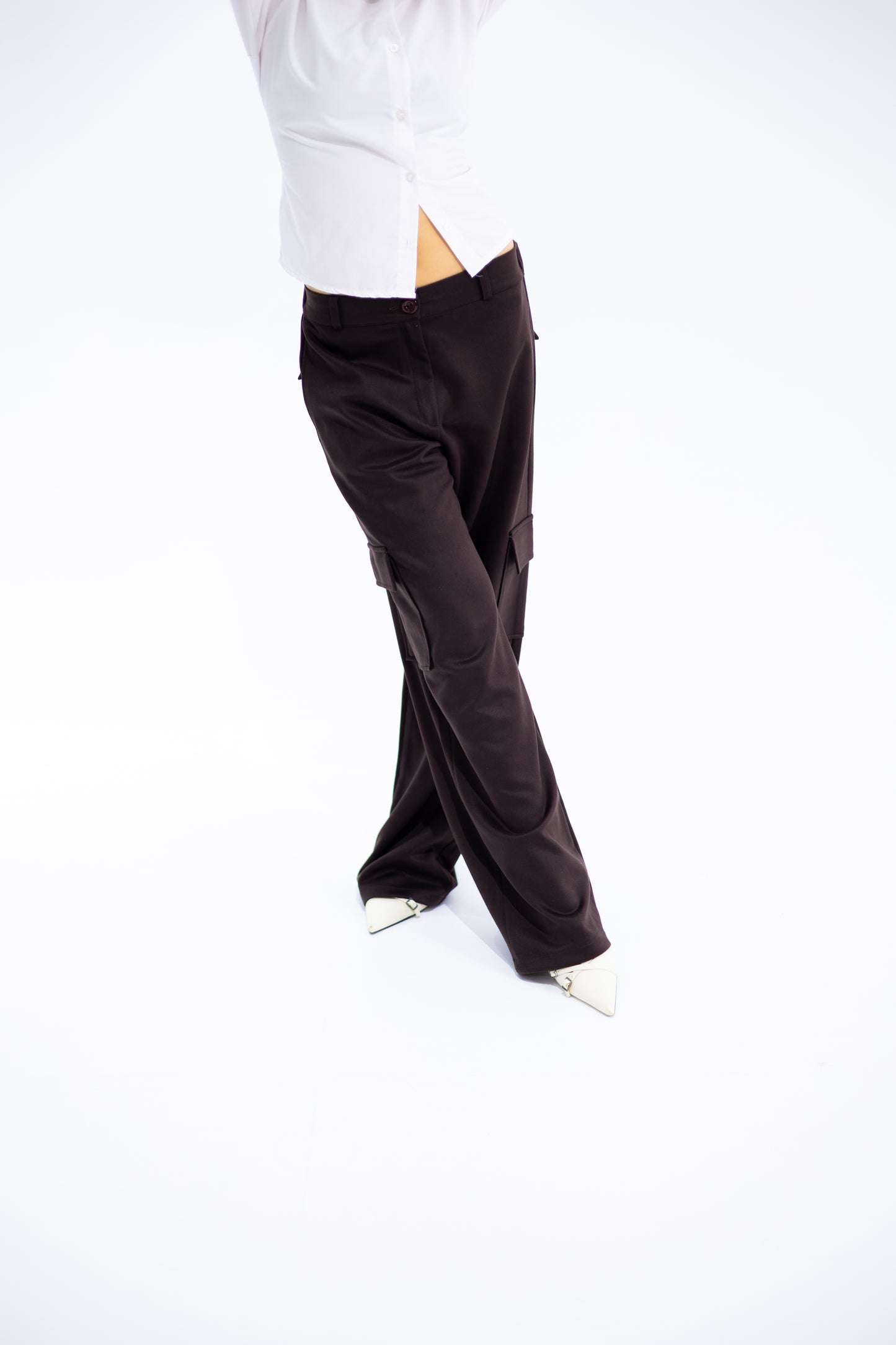 Soft Suede-Look Cargo Pants