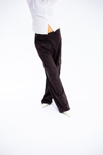 Soft Suede-Look Cargo Pants