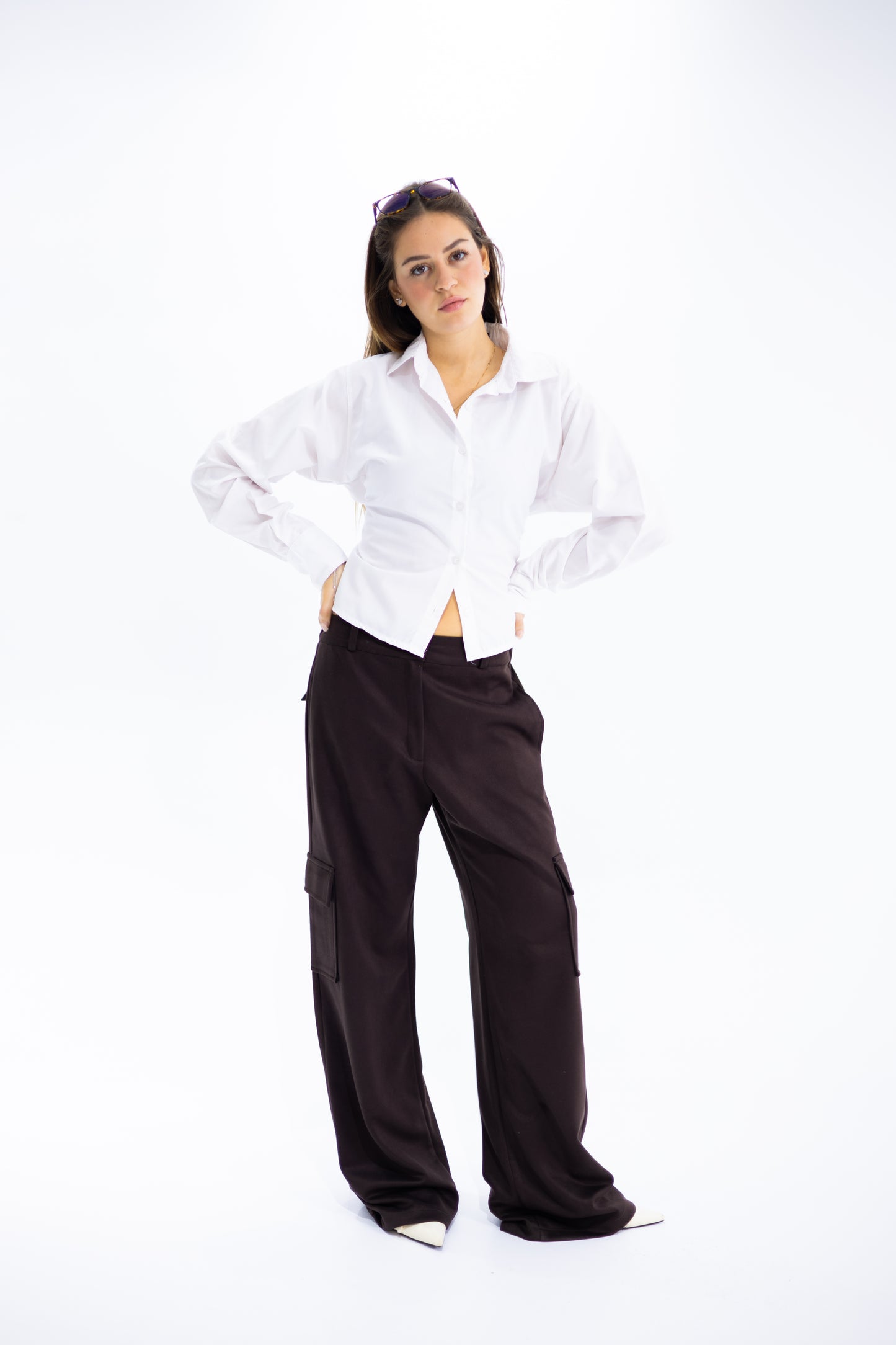 Soft Suede-Look Cargo Pants