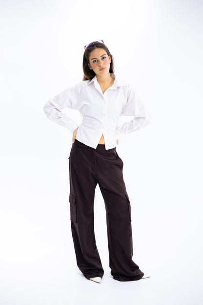 Soft Suede-Look Cargo Pants