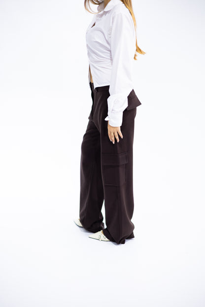 Soft Suede-Look Cargo Pants