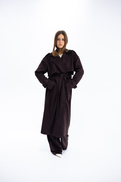 Double-Breasted Suede Trench Coat