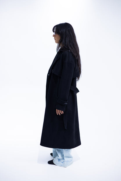 Double-Breasted Suede Trench Coat