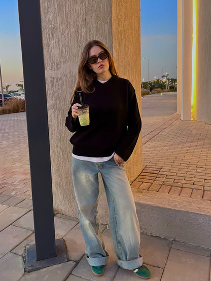 Black Knit Pullover