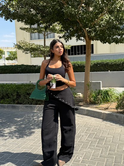 Asymmetric Black Trousers