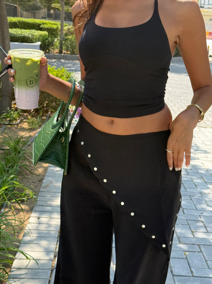Asymmetric Black Trousers