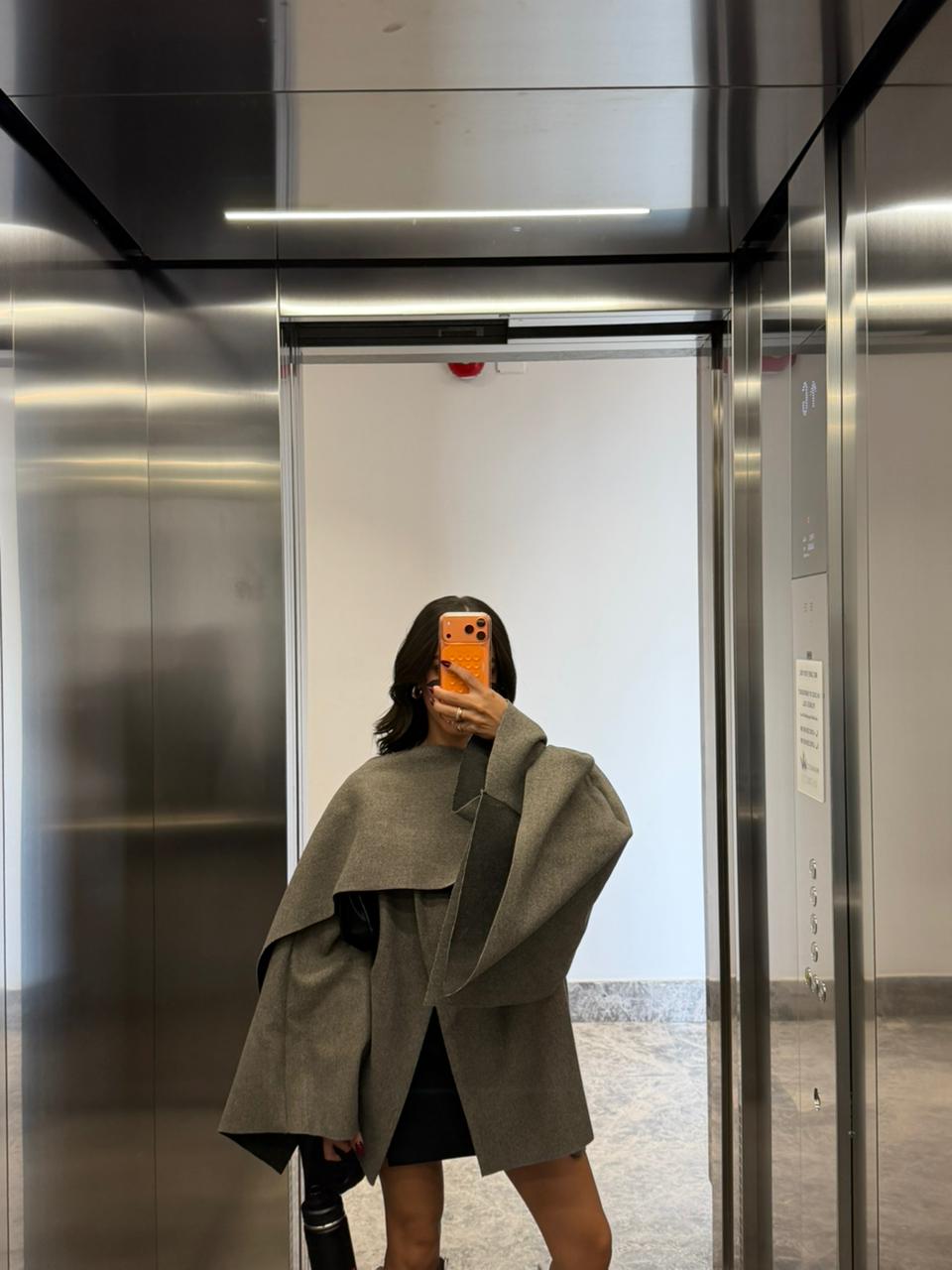 Grey Wool Scarf-Cape