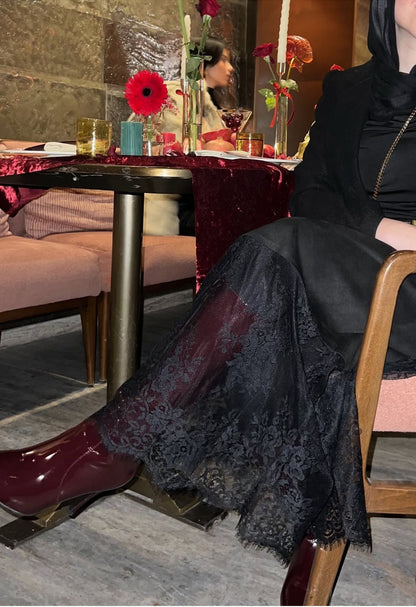 Black Full-Length Lace Skirt