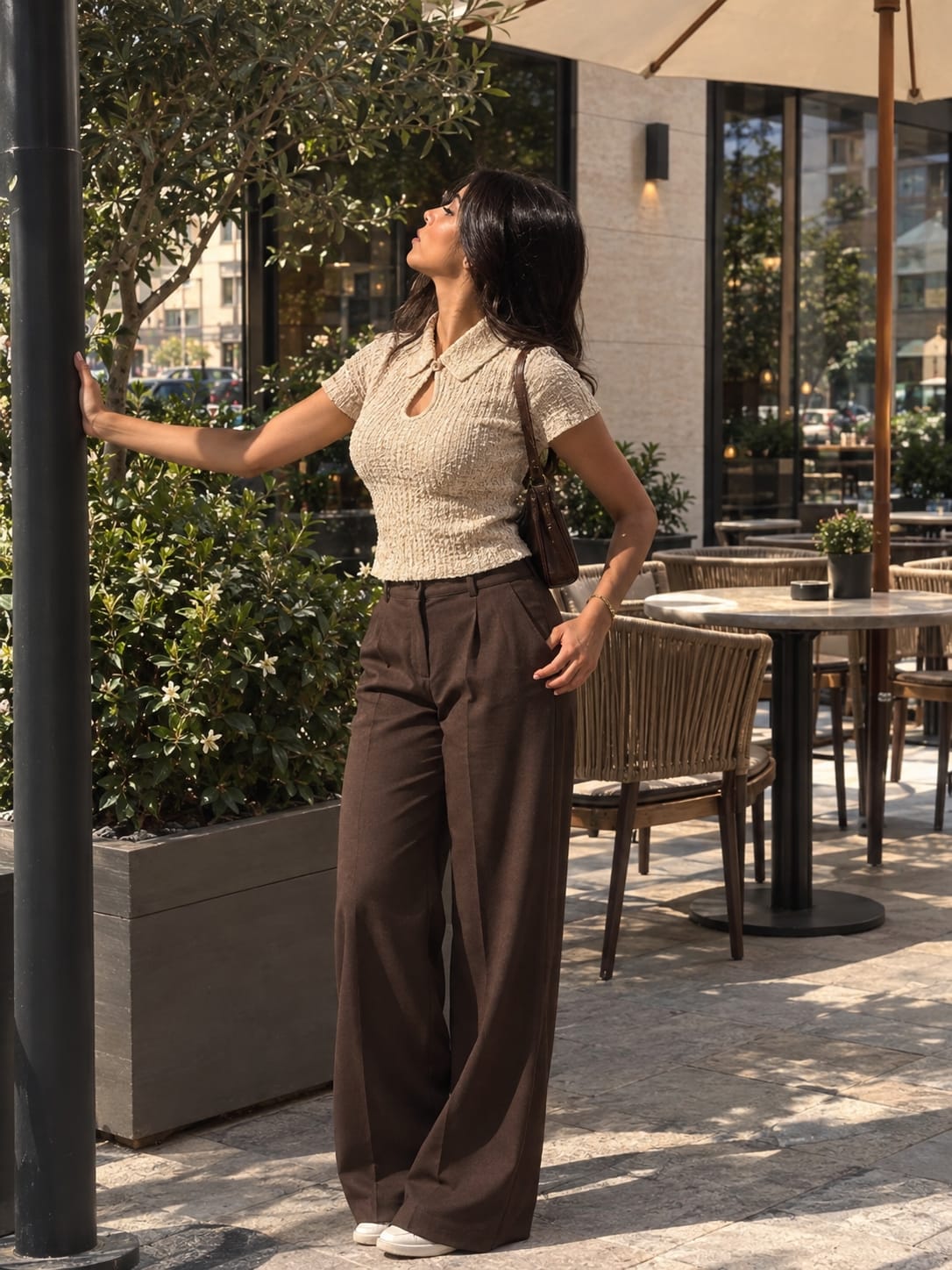 Beige Short-Sleeve Top